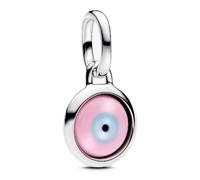 PANDORA ME 793693C00 - Ciondolo in vetro di Murano, personalizzabile Evil Eye, Rosa, Argento sterling, Nessuna pietra preziosa