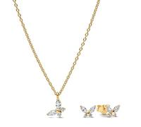 PANDORA Parure da Donna 21128 | Elegante set regalo: collana e orecchini a lobo con scintillanti zirconi cubici per donna
