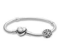 PANDORA Parure di gioielli da donna: bracciale con chiusura a cuore e ciondolo a forma di pallina con cuori, argento sterling 925, idea regalo romantica 28926 20 cm
