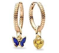 PANDORA Parure di gioielli da donna, orecchini a cerchio a forma di farfalla e cuore, color oro, elegante idea regalo 28909