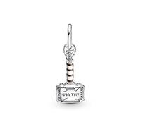 PANDORA Pendente con martello di Thor della Marvel in argento Sterling con smalto marrone