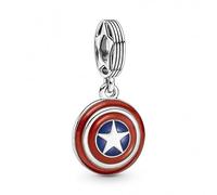 PANDORA Pendente con scudo di Captain America della Marvel in argento Sterling con smalto blu e rosso