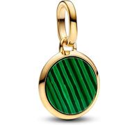 PANDORA ME 763389C01 - Mini medaglione in argento sterling con lega di metallo placcato oro e malachite, compatibile con braccialetti ME e Moments, colore: Verde, misura unica, Argento sterling,