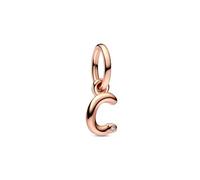 PANDORA Pendente Moments con lettera c placcato in oro rosa 14 carati con zirconi cubici trasparenti
