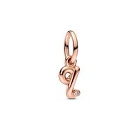 PANDORA Pendente Moments con lettera q placcato in oro rosa 14 carati con zirconi cubici trasparenti