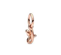 PANDORA Pendente Moments con lettera y placcato in oro rosa 14 carati con zirconi cubici trasparenti