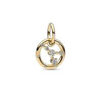 PANDORA Pendente Moments con segno zodiacale del Cancro placcato in oro 14 carati con zirconi cubici trasparenti
