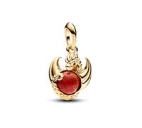 PANDORA Pendente Project House con drago di fuoco placcato in oro 14 k con cristallo rosso salsa e opale rosso creato in laboratorio