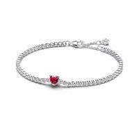 Pandora Red Sparkling Heart Tennis Bracelet 590041C02-18 - Sterling Silver, Red Crystal, 18cm
