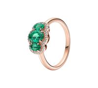 PANDORA ROSE 180057C01 56 - Anello Timeless Tre pietre placcato oro rosa 14 carati, cristalli verdi, zirconi, argento sterling, Zircone cubico
