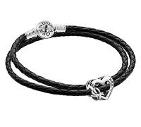 PANDORA Set di bracciali in pelle da donna con ciondolo Love You Mum - bracciale incantevole, elegante idea regalo 51520 38 cm