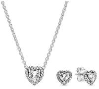 PANDORA Set di gioielli da donna, Confezione multiprodotto | Set di gioielli in argento con collana e orecchini a lobo abbinati, idea regalo romantica