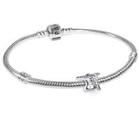 PANDORA Set iniziale di braccialetti da donna argento scintillante blu cappello di laurea, set di gioielli, braccialetto con ciondoli, confezione multiprodotto n. 21757 20 cm