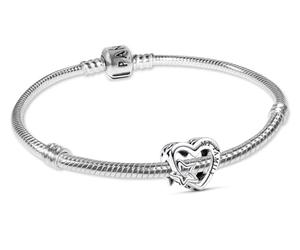 PANDORA Set regalo bracciale da donna con ciondolo famiglia cuore e stella, set di gioielli, argento 925, confezione multiprodotto, incantevole idea regalo 21488 19 cm