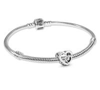 PANDORA Set regalo: Bracciale da donna per mamme con ciondolo Mom, cuori infiniti, set di gioielli, argento 925, bellissimo regalo, confezione multiprodotto 21484 19 cm