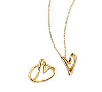 PANDORA Set regalo da donna con collana e anello a forma di cuore, gioielli color oro, idea regalo romantica 68639 16