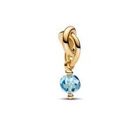 Pandora Sfaccettato Sea Aqua Blue Eternity Circle Dangle Charm 763462C03, misura unica, Oro giallo, Cristallo