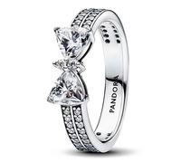 PANDORA Anello in argento da donna con fiocco scintillante, doppia fila 193552C01, 54/17,2, Argento sterling, Zirconia cubica