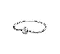 PANDORA Signature - Bracciale O coronata scintillante, con maglia snake, in argento sterling, con pietre di zirconia cubica incolori