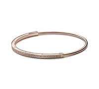 PANDORA Signature Bracciale rigido I-D con pavé placcato in oro rosa 14 carati con zirconi cubici trasparenti, 2