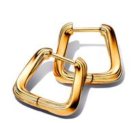 Pandora Essence 263875C00 - Orecchini a cerchio in argento sterling placcato oro 14 carati, 16x15x3,2 mm, Argento sterling, Nessuna pietra preziosa