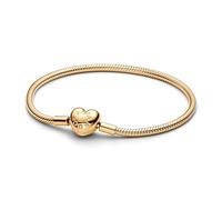 PANDORA Snake chain 14k gold-plated bracelet with heart clasp