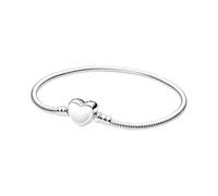 PANDORA Snake Chain Sterling Silver Bracelet with engravable Heart Clasp