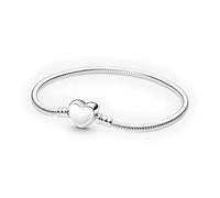 PANDORA Snake Chain Sterling Silver Bracelet with engravable Heart Clasp