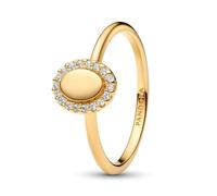 PANDORA Timeless 163800C01-58 - Ghirlanda ovale con incisione in argento sterling 14 carati, con zirconi, misura 58, Argento sterling, Zirconia cubica