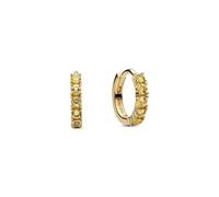 Pandora Timeless 263849C01 - Orecchini Huggie, in argento sterling placcato oro 14 carati, con zirconi, 11,8x10,8x2,2 mm, Argento sterling, Nessuna pietra preziosa