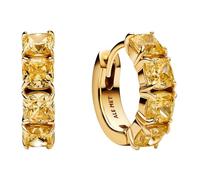Pandora Timeless 263851C02 - Orecchini a cerchio in argento sterling placcato oro 14 carati, con zirconi, 15,5x14,7x4,2 mm, Argento sterling, Nessuna pietra preziosa