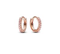 Pandora Timeless 283015C01 - Orecchini Huggie scintillanti in argento sterling con lega di metallo placcato oro rosa e zirconi, Rosa, Argento sterling, Zirconia cubica
