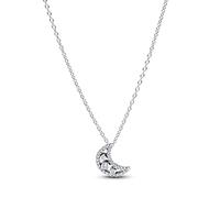 PANDORA Timeless 394259C01-50 - Collana con ciondolo a forma di mezzaluna in argento Sterling con zirconi, 50 cm