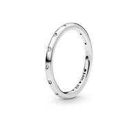 PANDORA Timeless Anello a fascia semplice e brillante in argento con zirconia cubica, 52