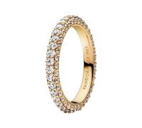 PANDORA Timeless Anello a fila singola con pavé placcato in oro 14k e zirconia cubica trasparente, 48