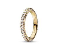 PANDORA Timeless Anello a fila singola con pavé placcato in oro 14k e zirconia cubica trasparente, 54
