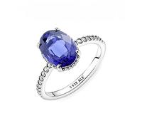 PANDORA Timeless, anello a forma di cerchio in argento Sterling con cristallo blu principessa e zirconia cubica trasparente, 58