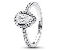 PANDORA Timeless Anello a goccia in argento Sterling con zirconia cubica trasparente, 60