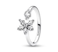 PANDORA Timeless Anello aperto Herbarium Cluster, in argento Sterling con zirconia cubica trasparente, 60