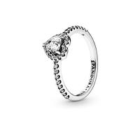 PANDORA Timeless Anello con cuore in rilievo in argento Sterling con zirconia cubica trasparente, 60