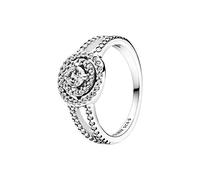 PANDORA Timeless Anello con doppio cerchio brillante in argento Sterling con zirconia cubica trasparente, 56