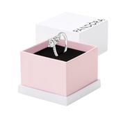 PANDORA Timeless Anello con doppio cuore in argento Sterling con zirconia cubica trasparente, 58