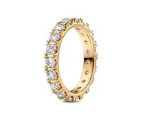 PANDORA Timeless Anello con fila di brillanti Eternity placcato in oro 14 k con zirconia cubica trasparente, 48