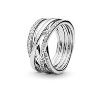 PANDORA Timeless Anello con linee lucide e brillanti in argento con zirconia cubica, 58