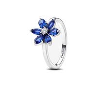 PANDORA Timeless Anello Herbarium Cluster, in argento Sterling con cristallo blu principessa e zirconia cubica trasparente, 48