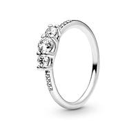 PANDORA Timeless Anello in argento con tre pietre trasparenti con zirconia cubica trasparente, 50