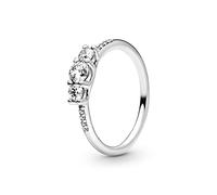 PANDORA Timeless Anello in argento con tre pietre trasparenti con zirconia cubica trasparente, 54