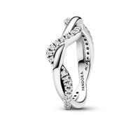 PANDORA Timeless Anello, in argento Sterling a doppia onda con zirconia cubica trasparente, 50