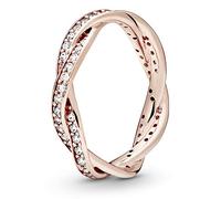 PANDORA Timeless Anello intrecciato in oro rosa 14 carati con zirconi cubici trasparenti, 48