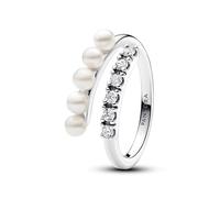 PANDORA Timeless - Anello intreccio con perle d’acqua dolce coltivate trattate bianche e pavè, con pietre di zirconia cubica incolori